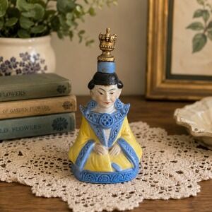 Sitzendorf Antique Gold Crown Scent Perfume Bottle, Chinese Sitting Man,Monk